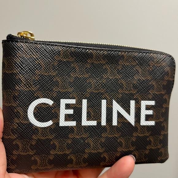 CELINE Coin & Card Pouch purse in Triomphe Canvas w Hook Brand new w tags/box - Picture 10 of 11